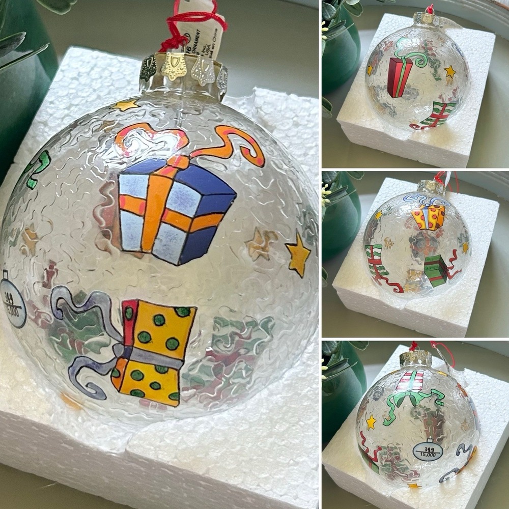 Limited Edition FIGI 4" Art Glass Hand Painted Ornament "Gifts"
